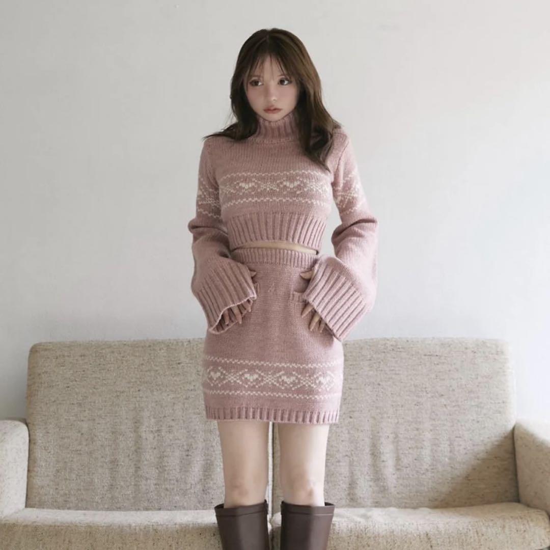 andmary ノルディックハートセットアップ ピンク andmary ノルディックハートセットアップ
