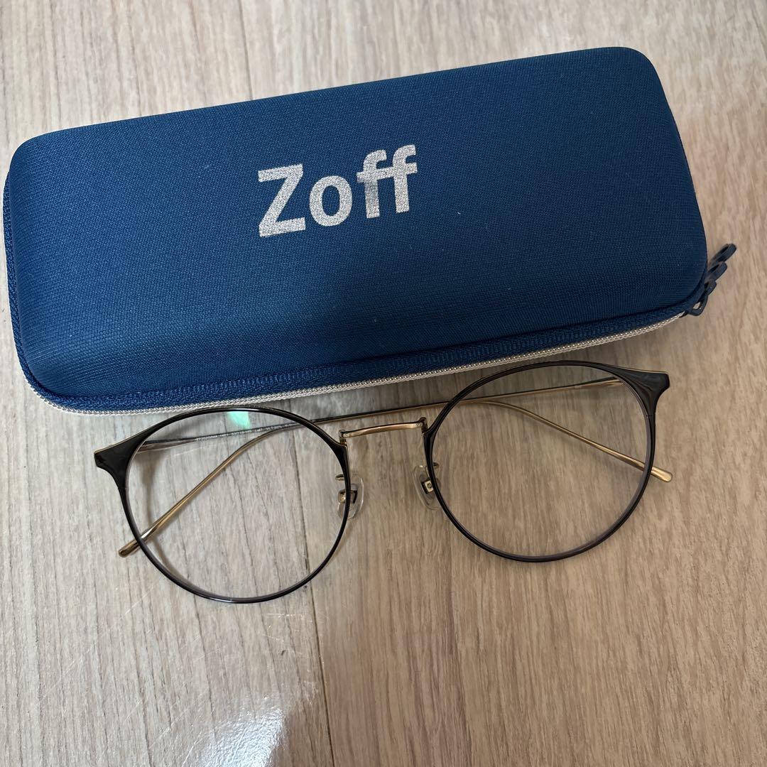 zoff 眼鏡 度入り 強度近視 メガネ ゾフ メガネケース付き 未使用に近い 飛び出