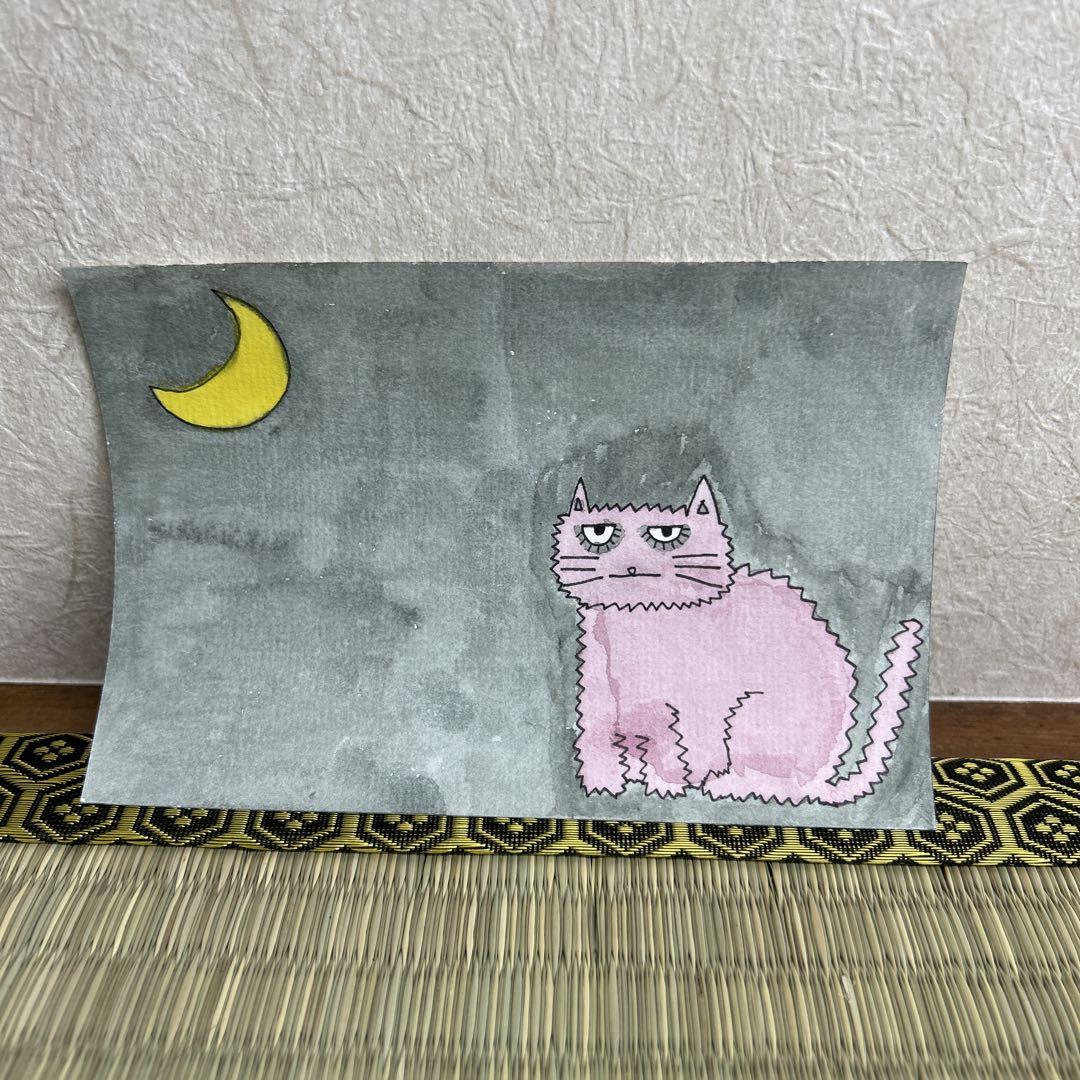 にゃんこボクサー　アクリル画　原画 灰色にゃんこアクリル画絵画原画