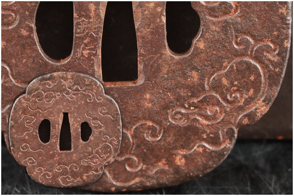 江戸期 魚々子地？鉄製金車輪図鍔 鐔 日本刀 刀 刀装具 時代物 真剣 居合い m77598301566_1.jpg?1702550758