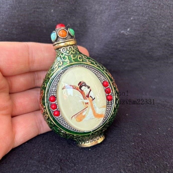 銅器美女図鼻煙壺 装飾品 現代工芸品美術品 置物
