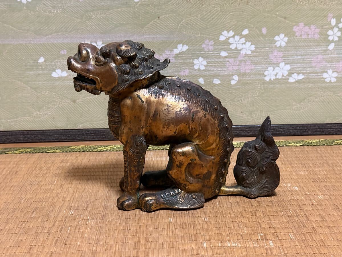 清朝中国古銅製獅子置物イ10