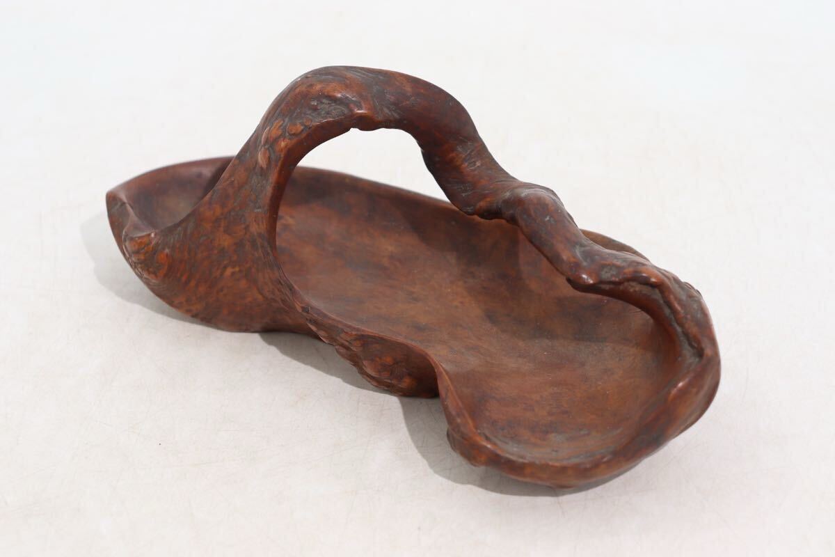 流】煎茶道具 時代玉杢刳り貫き丸盆 CN603｜木工、竹工芸