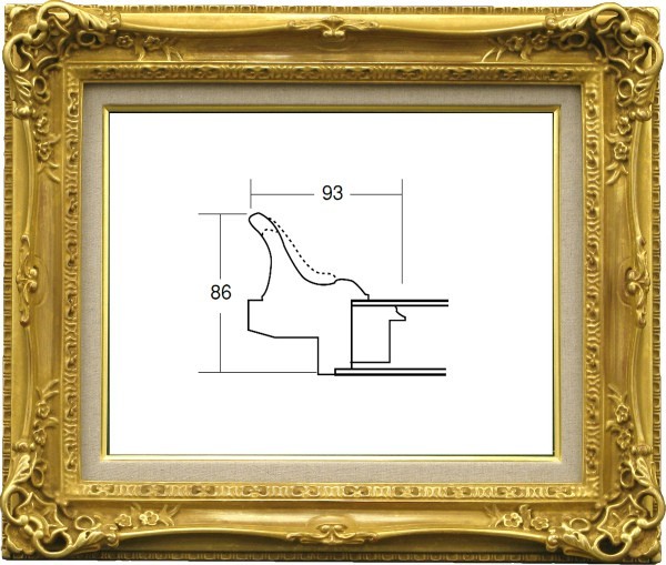 額縁 油絵/油彩額縁 木製フレーム 成型フレーム 緩かっ アクリル付 7826 サイズ F8号 ゴールド