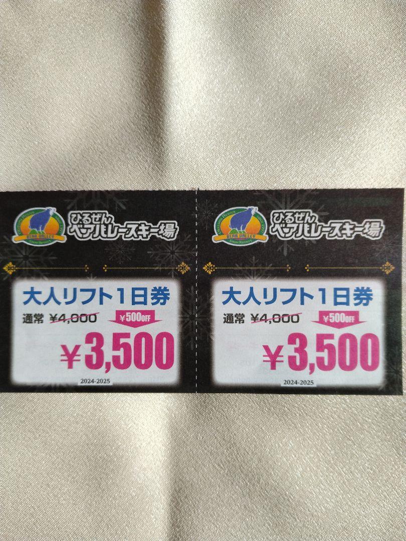 岡山 ひるぜんベアバレースキー場 リフト割引券 6枚セット 悲しき