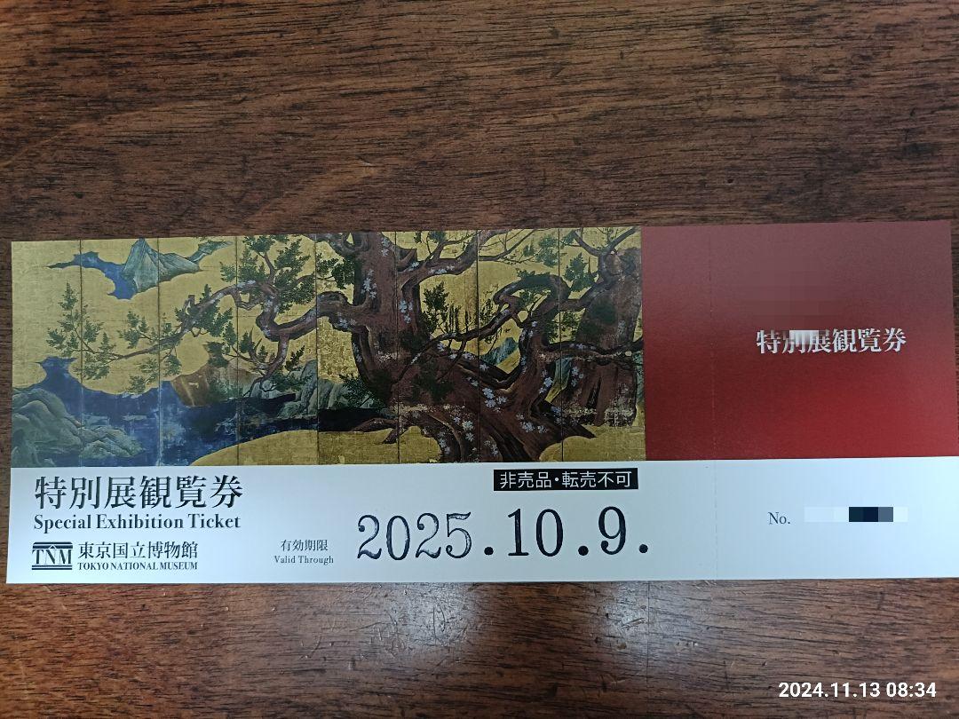 トーハク 特別展観覧券 1枚 温く 東京国立博物館