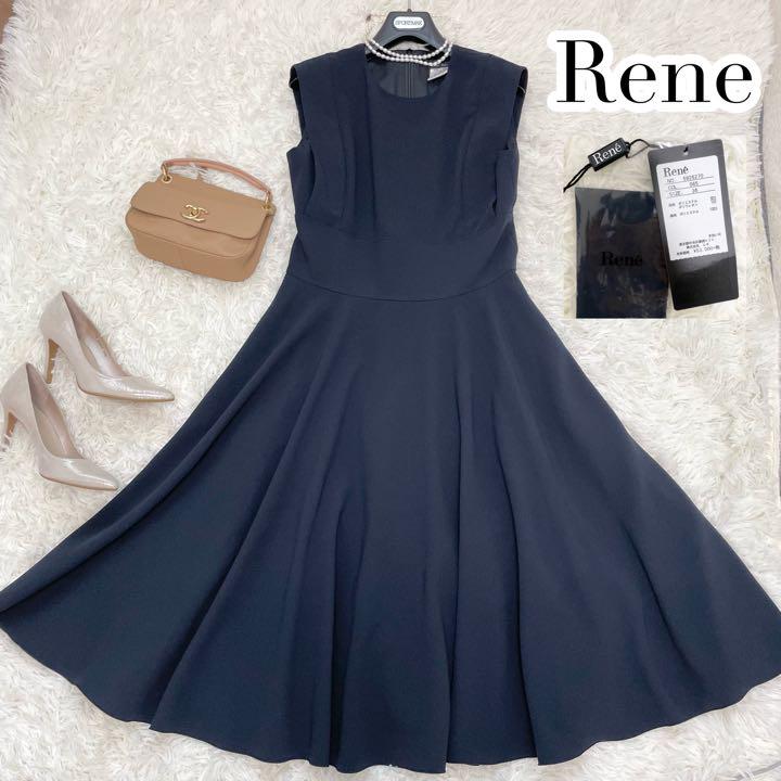 新品タグ付き♡Rene basic ルネ 半袖タック フレア ワンピース 36