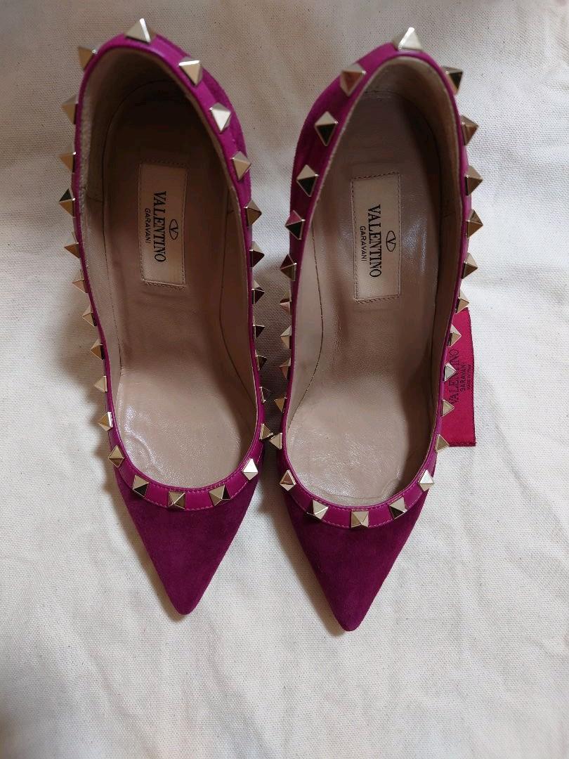 Valentino ロックスタッズ スウェード パンプス ボルドー 34