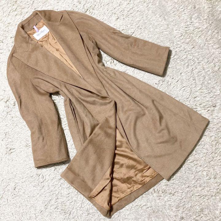 美品✨MAX MARA ロングコート マニュエラ キャメル100 白タグ M