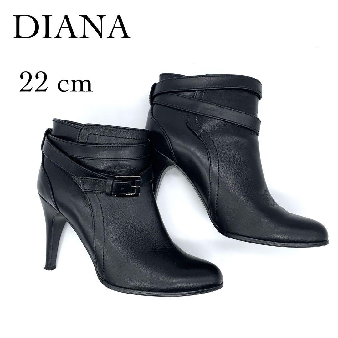 美品✨】DIANA 22cm ショートブーツ 黒 レザー 本革