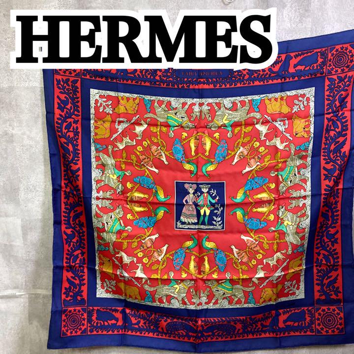 美品◎ エルメス HERMES 大判スカーフ カレ90 古き良きアメリカ 売買されたオークション情報 落札价格 【au  payマーケット】の商品情報をアーカイブ公開