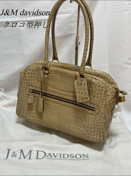 J&M davidson ハンドバッグ vivi クロコ型押し ベージュ形