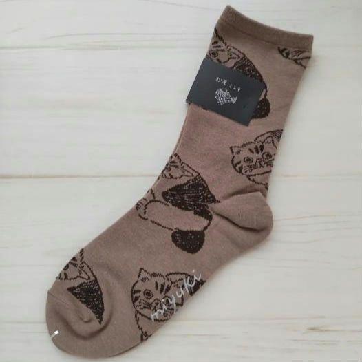 新品 松尾ミユキ good morning socks 靴下 猫 Actif