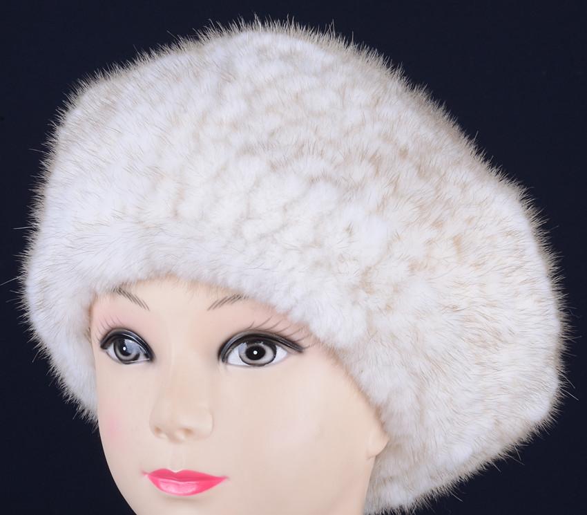 新品 限定☆上品なミンクの編込みベレー帽 茶/レデイース毛皮