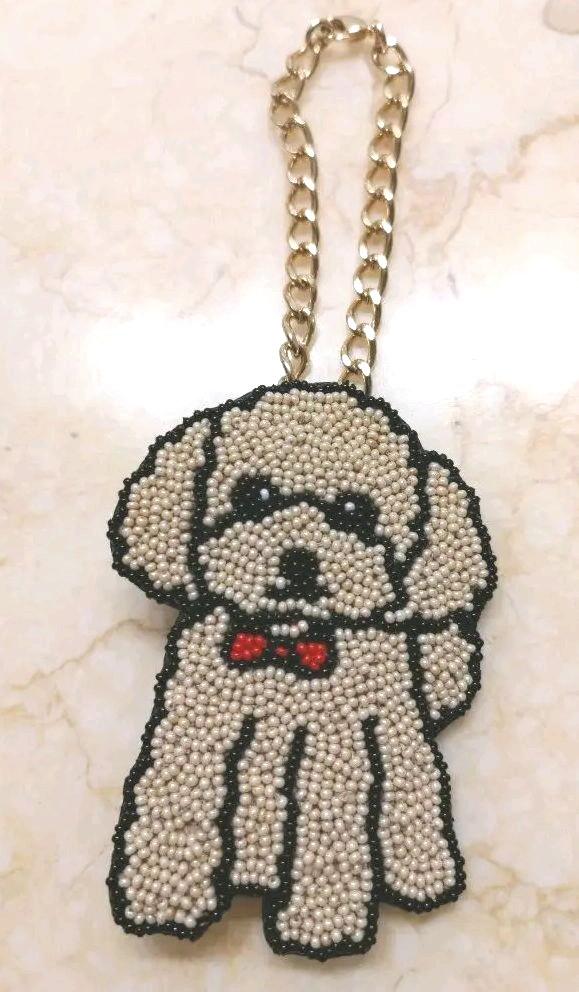 RUCHIA ルチア◇手刺繍ビーズチャーム ブローチ トイプードル 犬