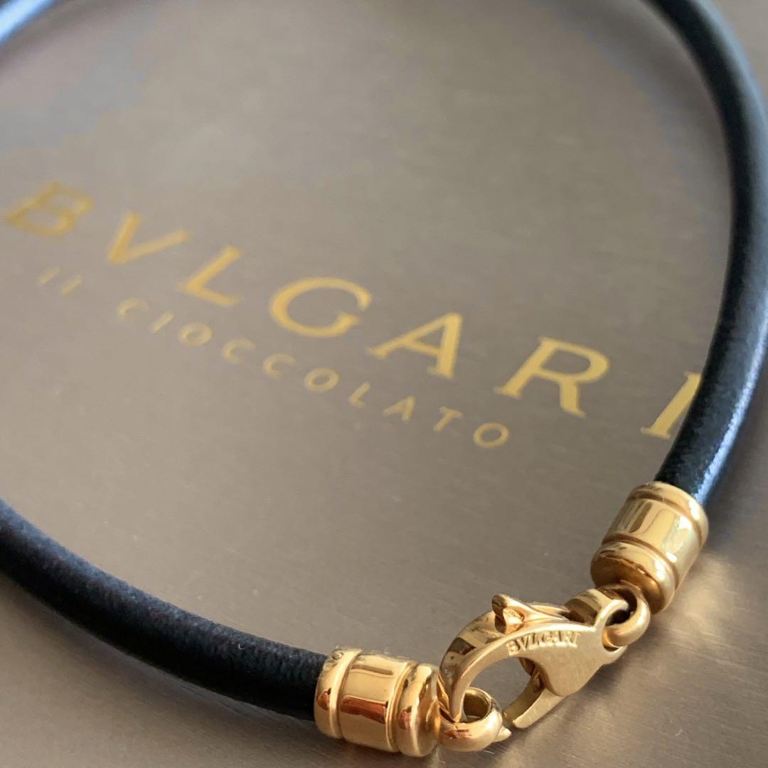 BVLGARI】 ブルガリ 750YG レザーチョーカー ネックレス