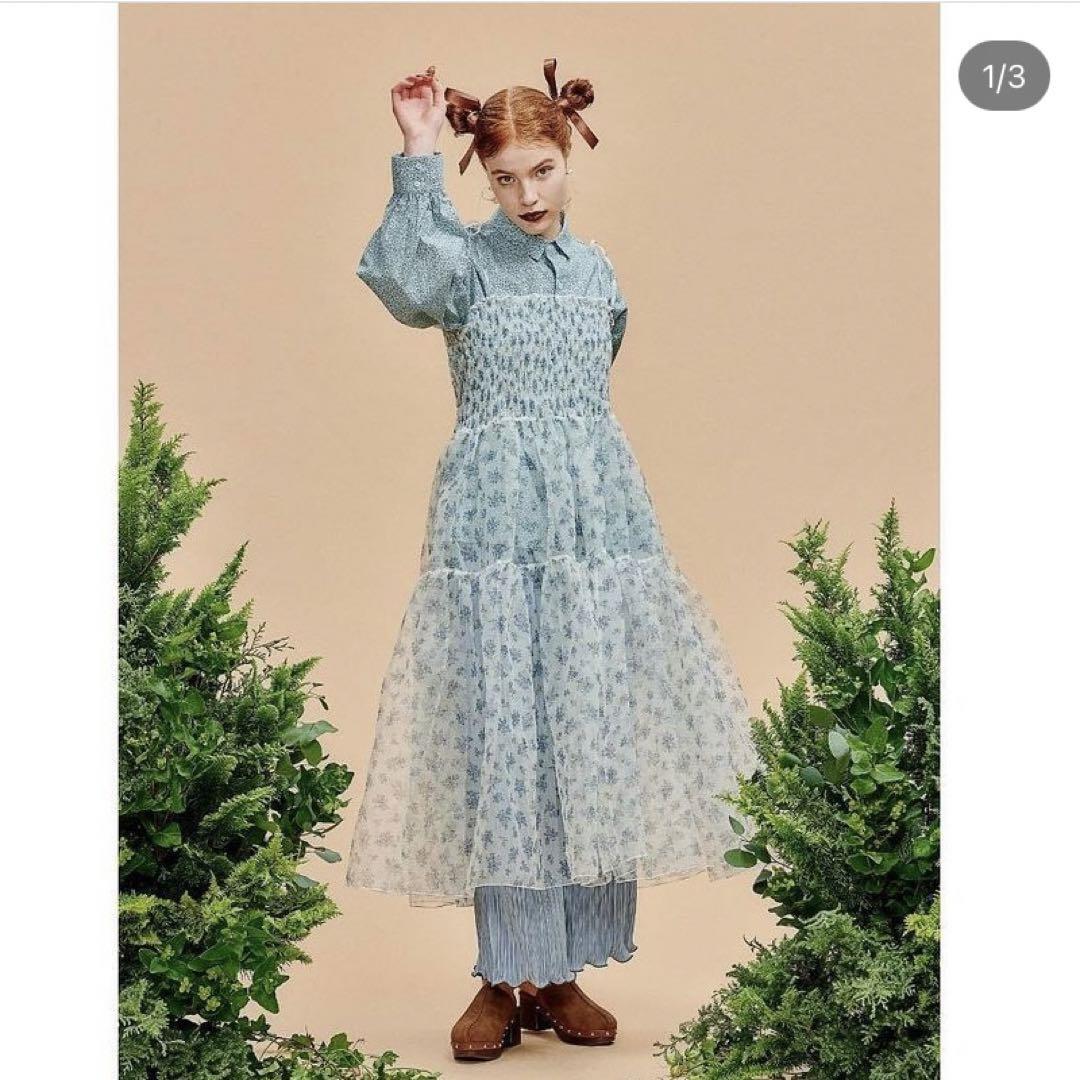 poppy フラワーシースルーキャミドレス