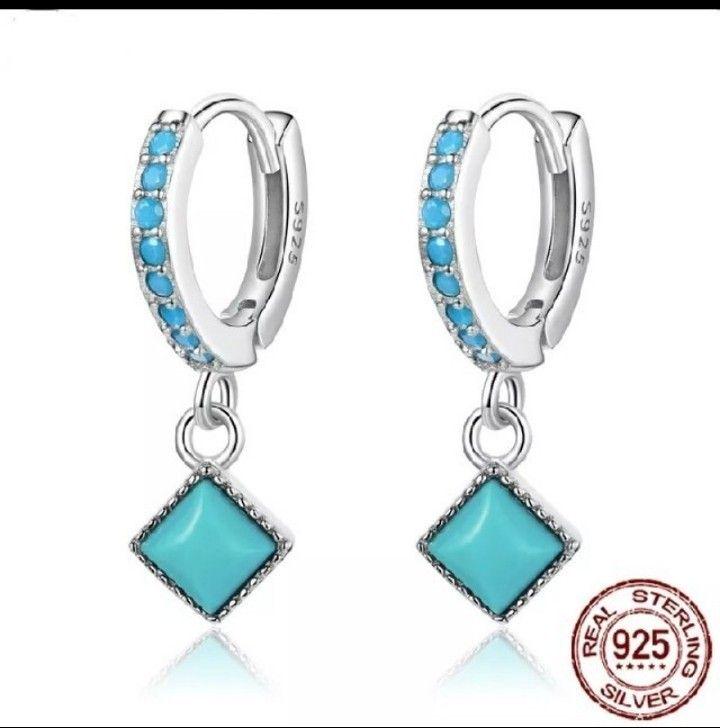 通販 激安 シルバー レディース ピアス X167 トルコ石 ブルー ターコイズ アクセサリー