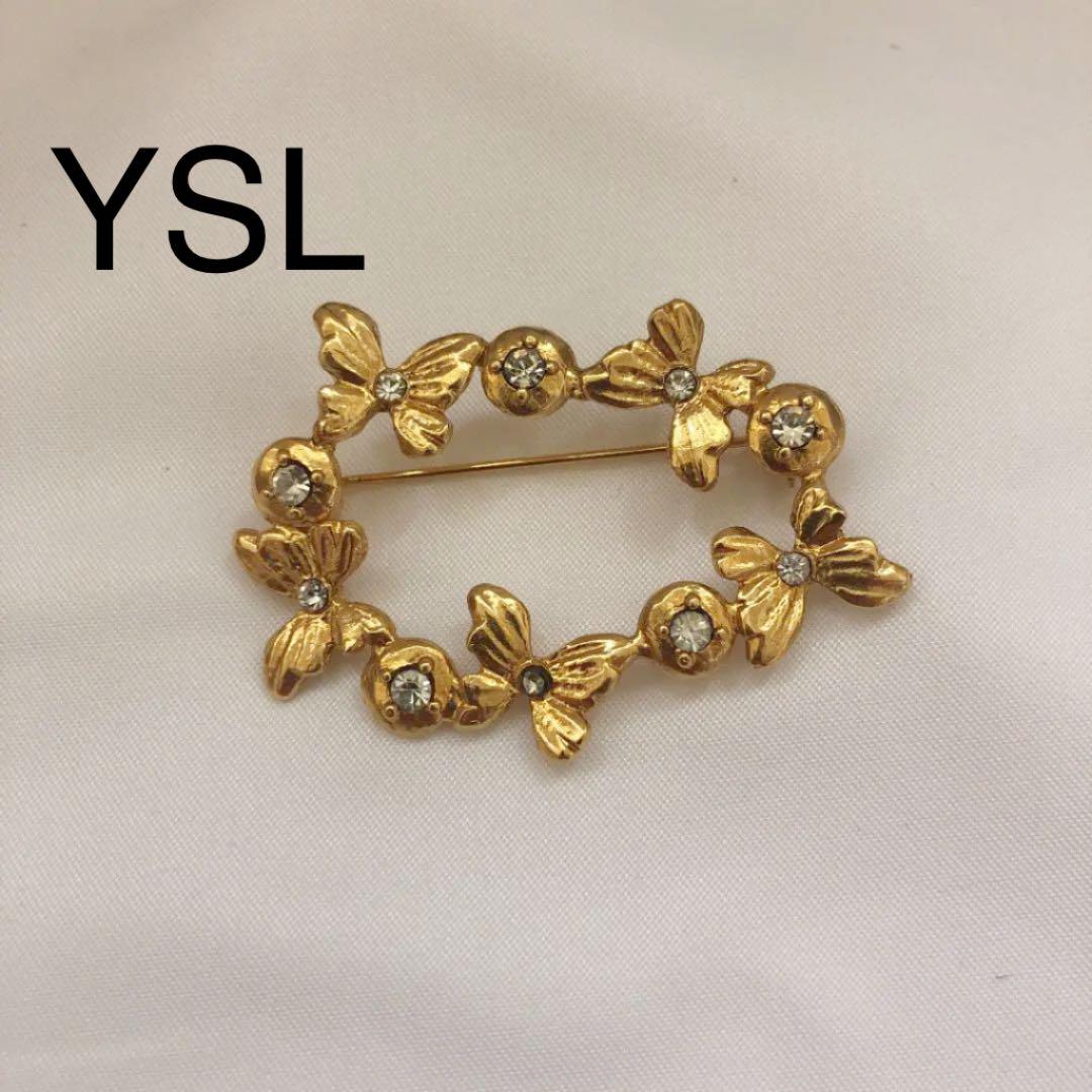 イヴ・サンローラン YSL ブローチ めんどかっ コサージュ イヴ・サンローラン YSL ブローチ めんどかっ コサージュ