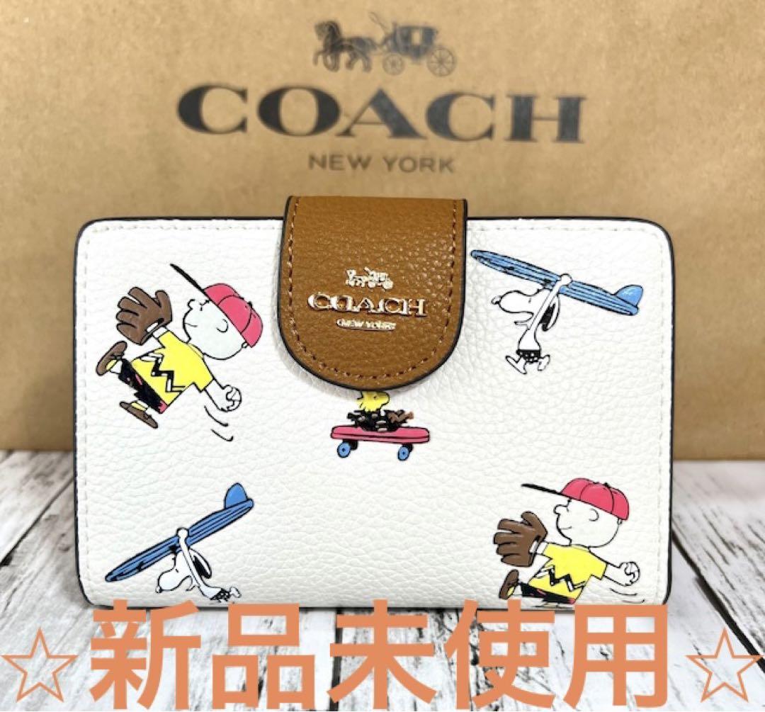 COACH コーチ×スヌーピーコラボ スポーツプリント ウォレット 二つ折り財布