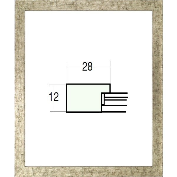 デッサン用額縁 木製フレーム 5698 三三サイズ 銀柄紋 シルバー