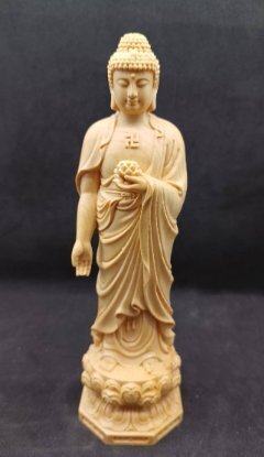 極上品 阿弥陀如来 立像 総檜材 仏教工芸品 木彫仏教 精密彫刻 仏師