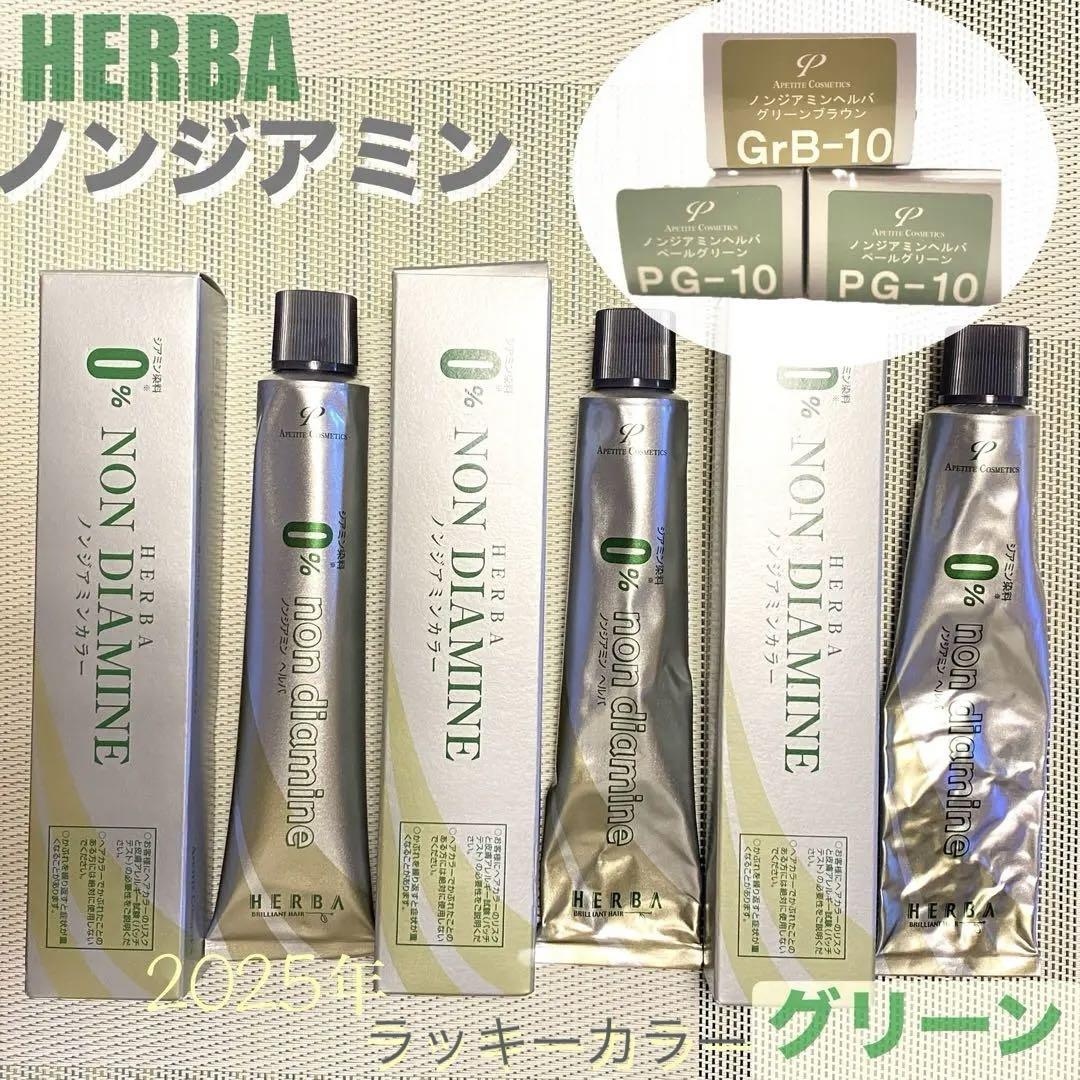 HERBA ヘルバ 狭い ノンジアミン ヘアカラー PG-10 GrB-10 グリーン