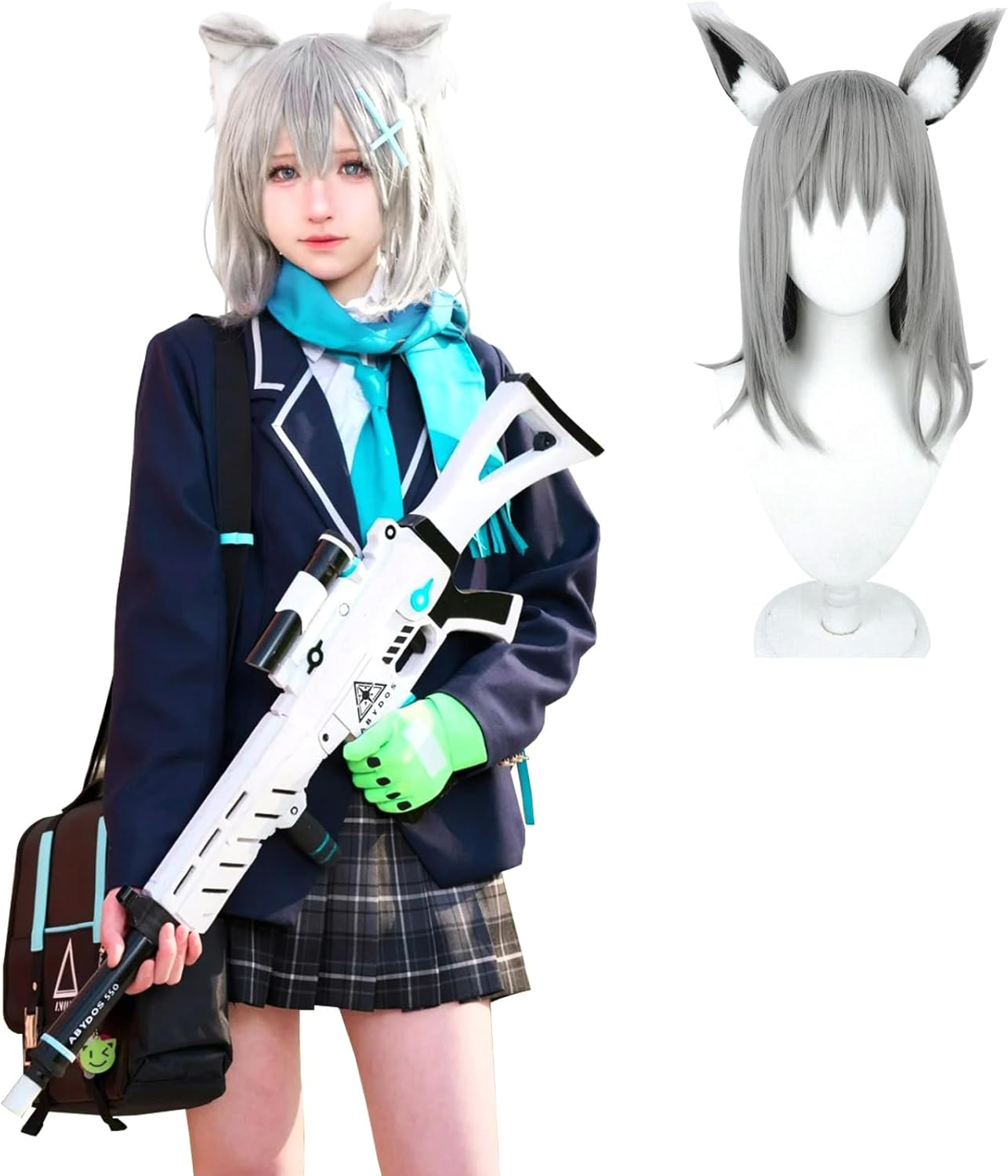 NOKIJP] 砂狼シロコ コスプレ衣装 ウィッグ付き 制服 ブルアカ コスプレ ブルーアーカイブ コスプレ衣装 砂