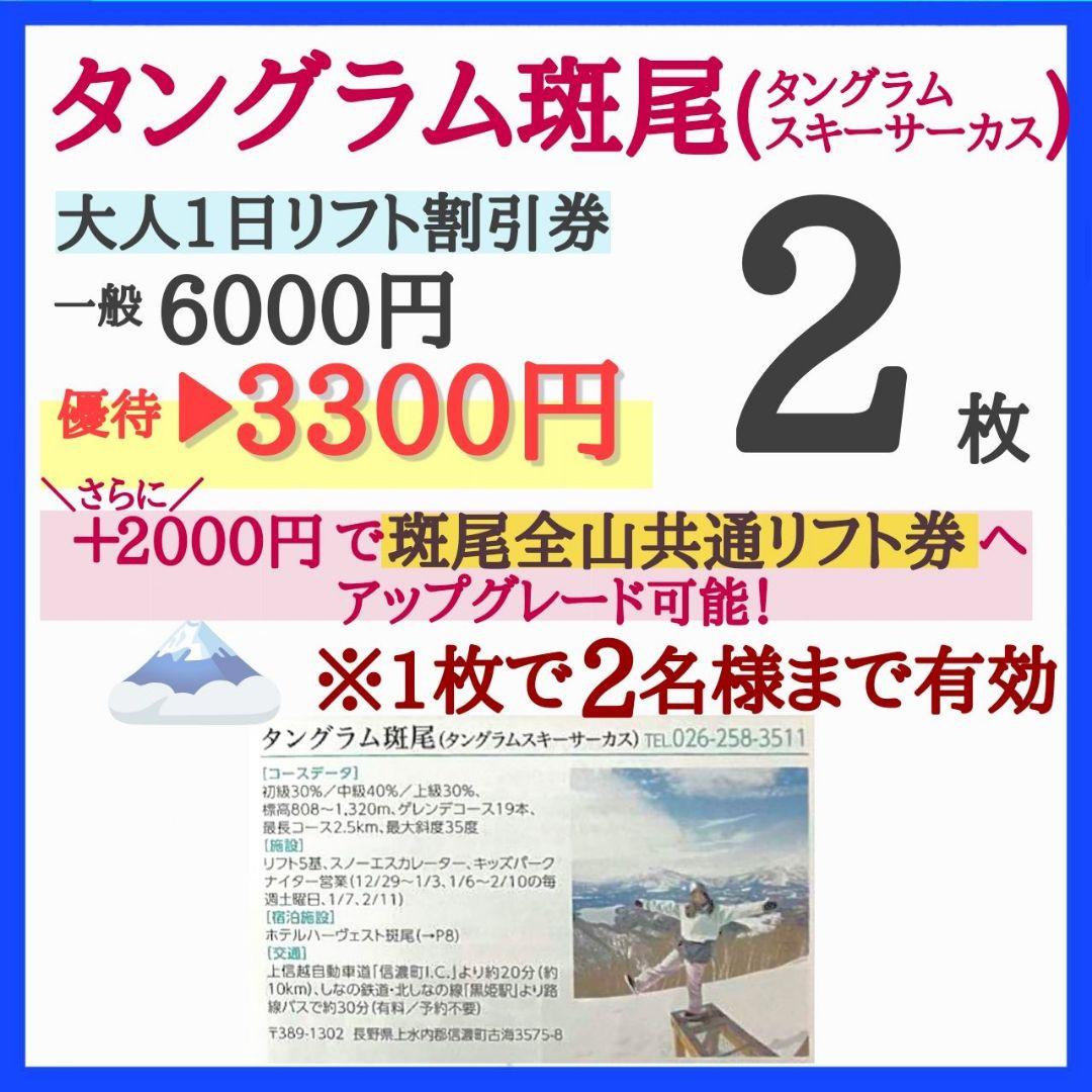 タングラム斑尾(タングラムスキーサーカス) 斑尾高原スキー場 リフト割引券 ２枚