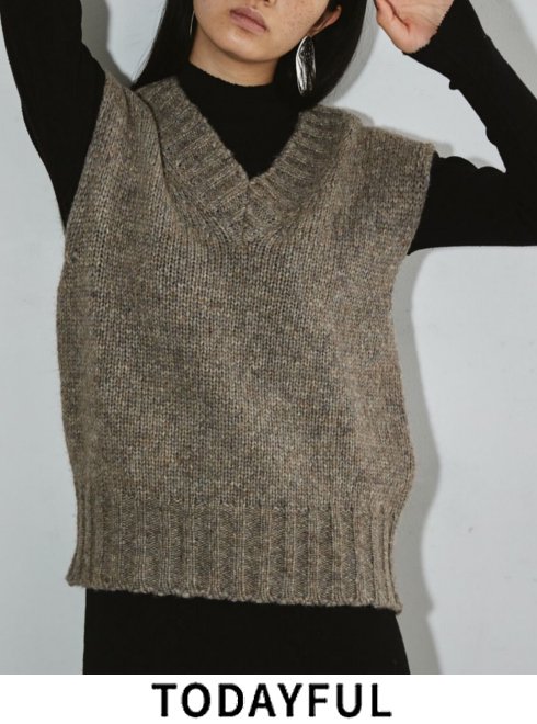 即日出荷】TODAYFUL トゥデイフル Mottle Yarn Knit Vest ☆ モトルヤーンニットベスト 23秋冬 12220520  ニットトップス おとなしい トップス ミドル丈 レイヤード 2023 PreFallコレクション 【クーポン対象外】 ニット特集【todayful】