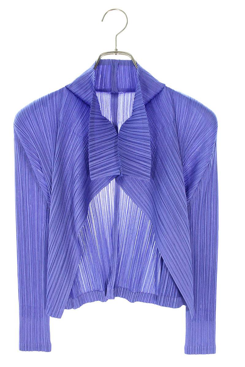 イッセイミヤケプリーツプリーズ ISSEY MIYAKE PLEATS PLEASE <br>サイズ:3 PP61-JO166 プリーツ カーディガン(パープル)【