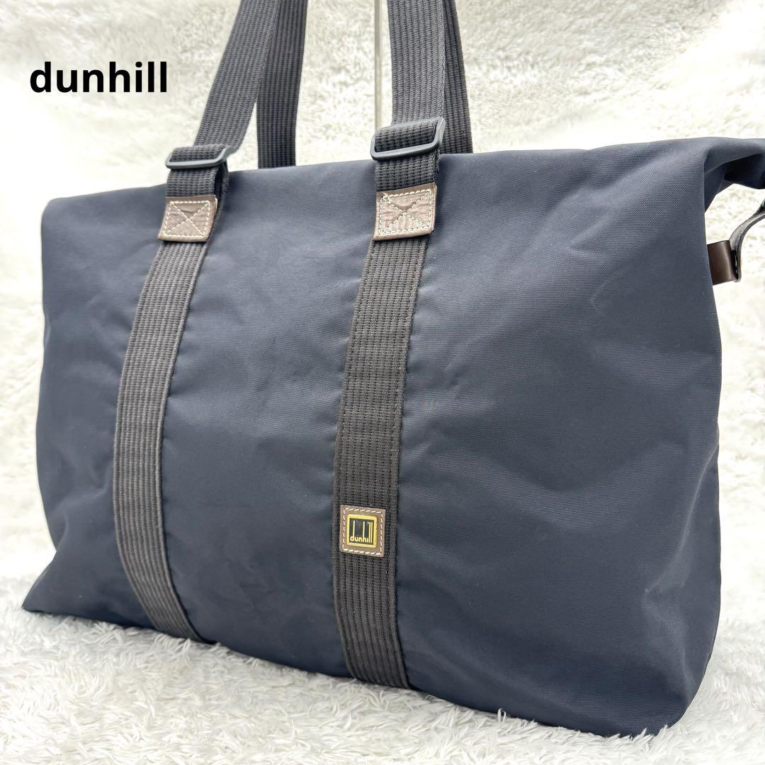 dunhill ダンヒル　ボストンバッグ　旅行用　ネイビー　レザー dunhill ダンヒル ボストンバッグ レザー 大容量 旅行 出張