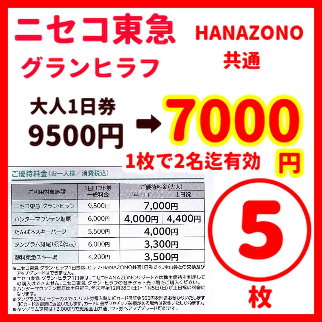 ニセコ東急グランヒラフ花園共通リフト券割引券ニセコグランヒラフg5 良く