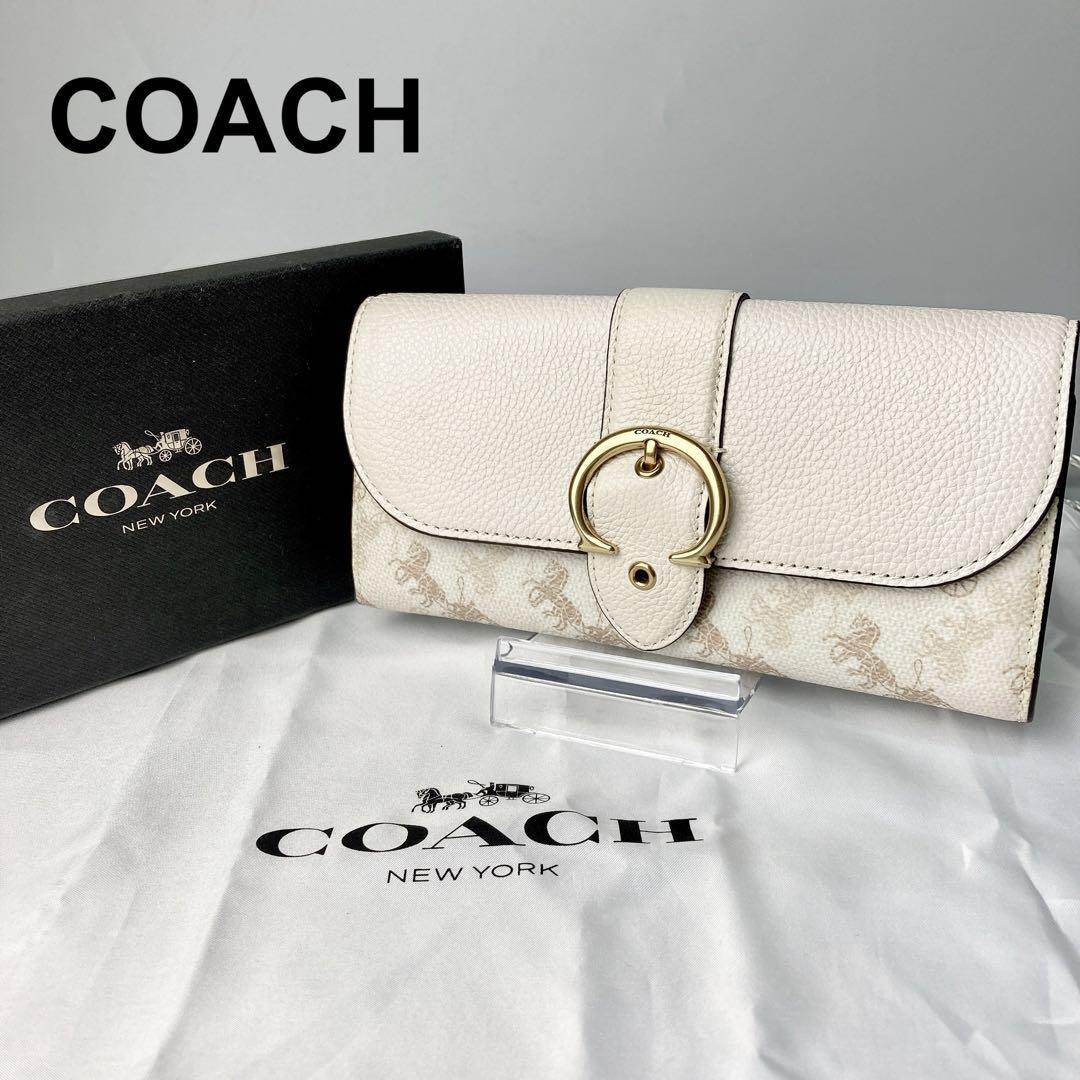 美品 COACH コーチ 長財布 ホース レザー ロゴ