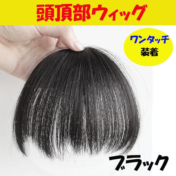 △頭頂部 ウィッグ 部分かつら ヘアピース 自然 温う ブラック つけ毛 メンズ171