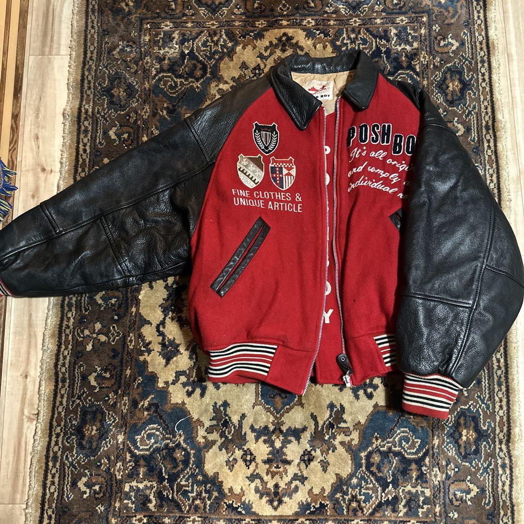POSH BOY 90s ポッシュボーイ 本革袖レザースタジャン 