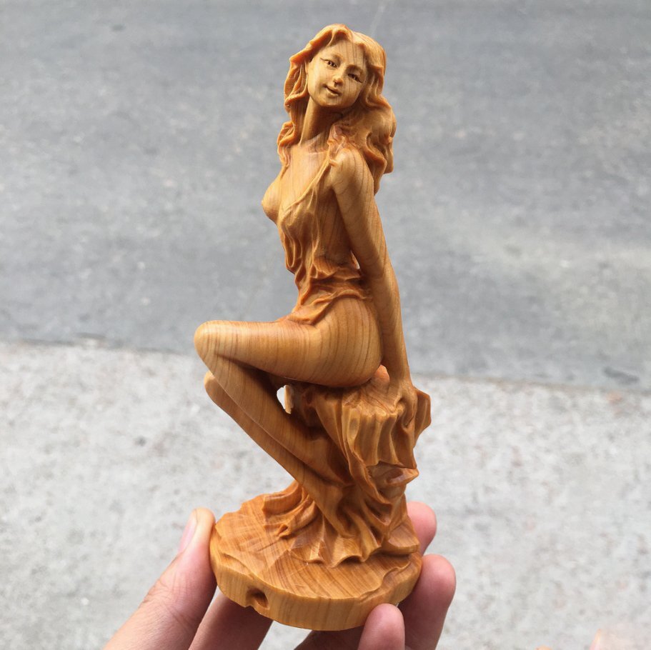 新品☆精密細工◇木彫◇美女◇女神◇ヌード◇美少女 この上ない