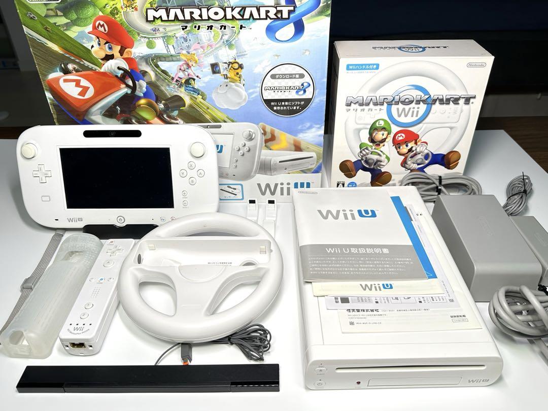 Wii U 32GB ＋マリオカート8＋ハンドルセット付 寒く 本体 リモコン 完動品