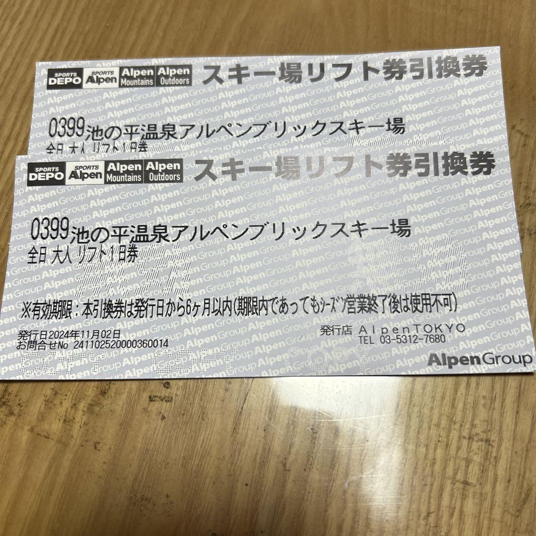 池の平温泉アルペンブリックスキー場 ペアリフト券 売買されたオークション情報 落札价格 【au payマーケット】の商品情報をアーカイブ公開