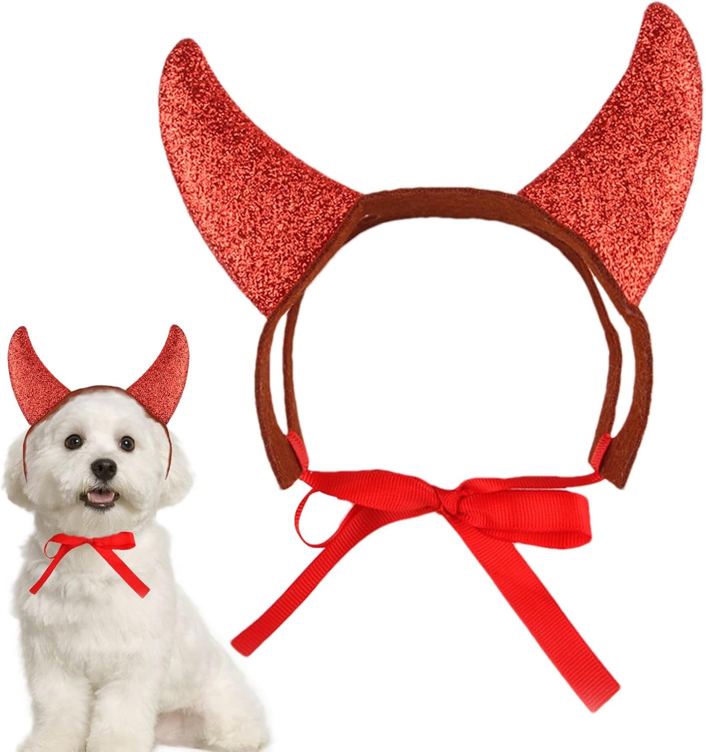 面白い猫のコスチューム、犬の悪魔の角 フェルトハロウィンデビル ..., 画像サイズ:1409x1500