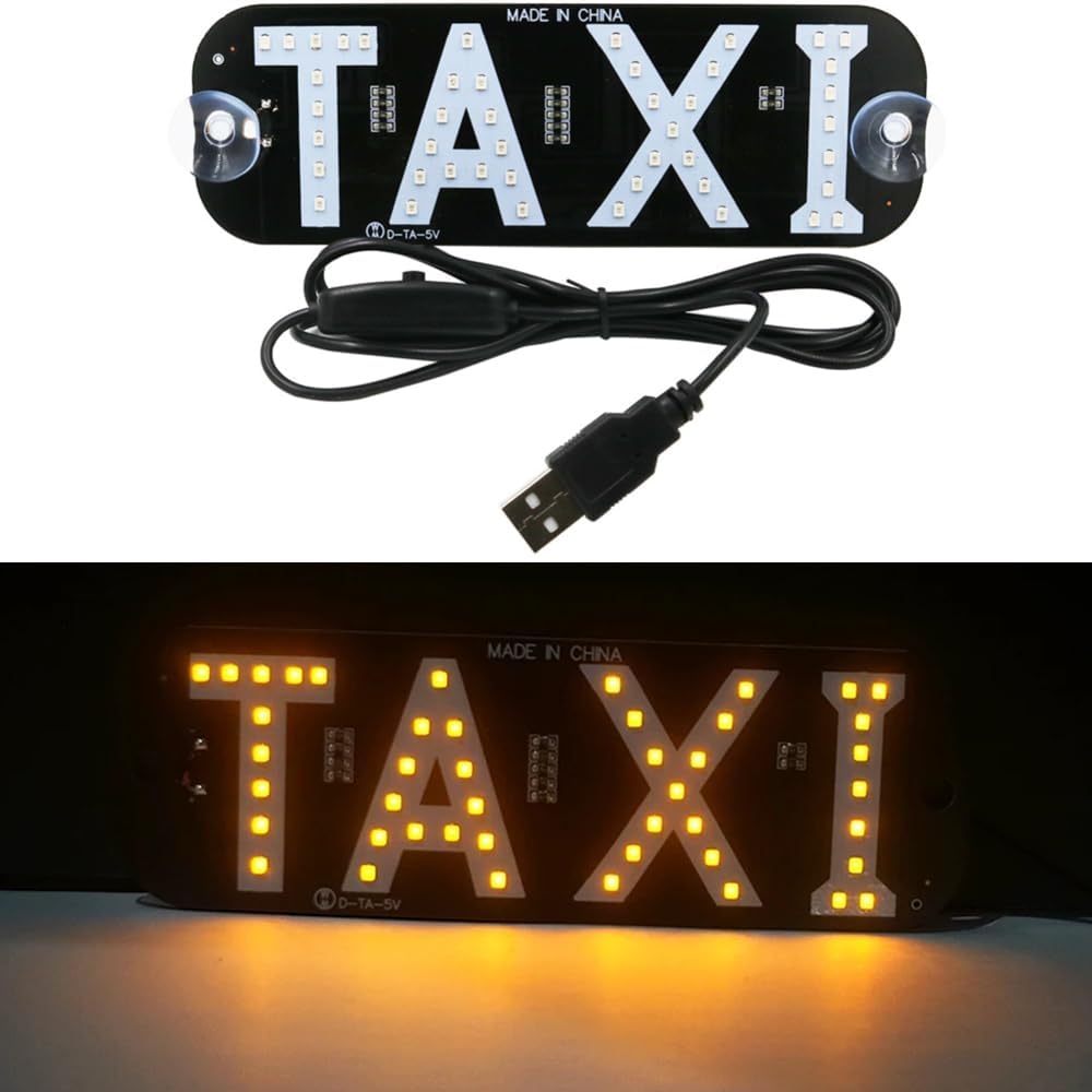 LEDタクシーライト Taxi 空車信号ライト タクシーLEDサイン装飾 5V フロントガラスインジケータランプ