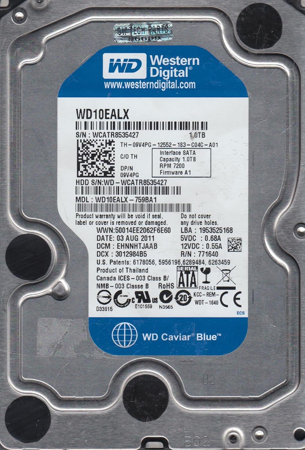 wd10ealx-759ba1 Western Digital 1tb 7200rpm 3.5インチ32 MBキャッシュSATA 6