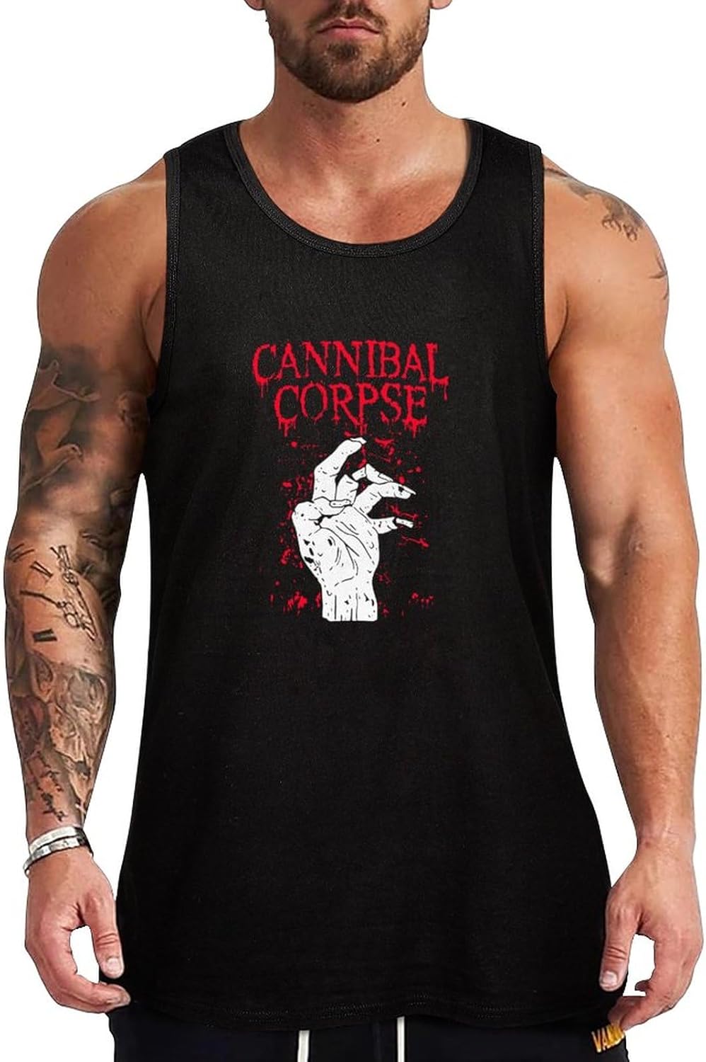 [QQOUTLET] メンズ タンクトップ Cannibal Corpse 袖なし 薄手丸首 夏服 綿100% 通気快適 筋トレ ス