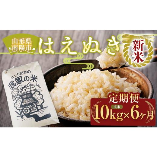 ふるさと納税 米 はえぬき 山形県 南陽市  令和7年産 新米 先行予約 《定期便6回》 はえぬき (玄米) 10kg×6か月 《令和7年10月上旬〜発送》 『田口農園』 山…