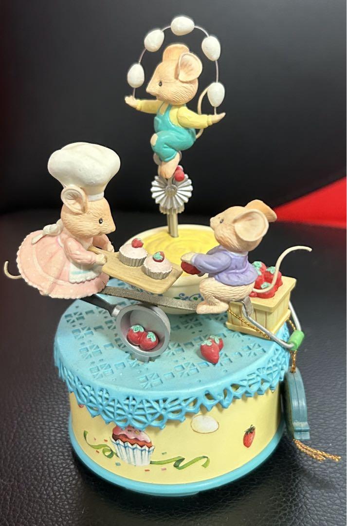 エネスコ オルゴール ティーパーティ ネズミ レトロ ENESCO