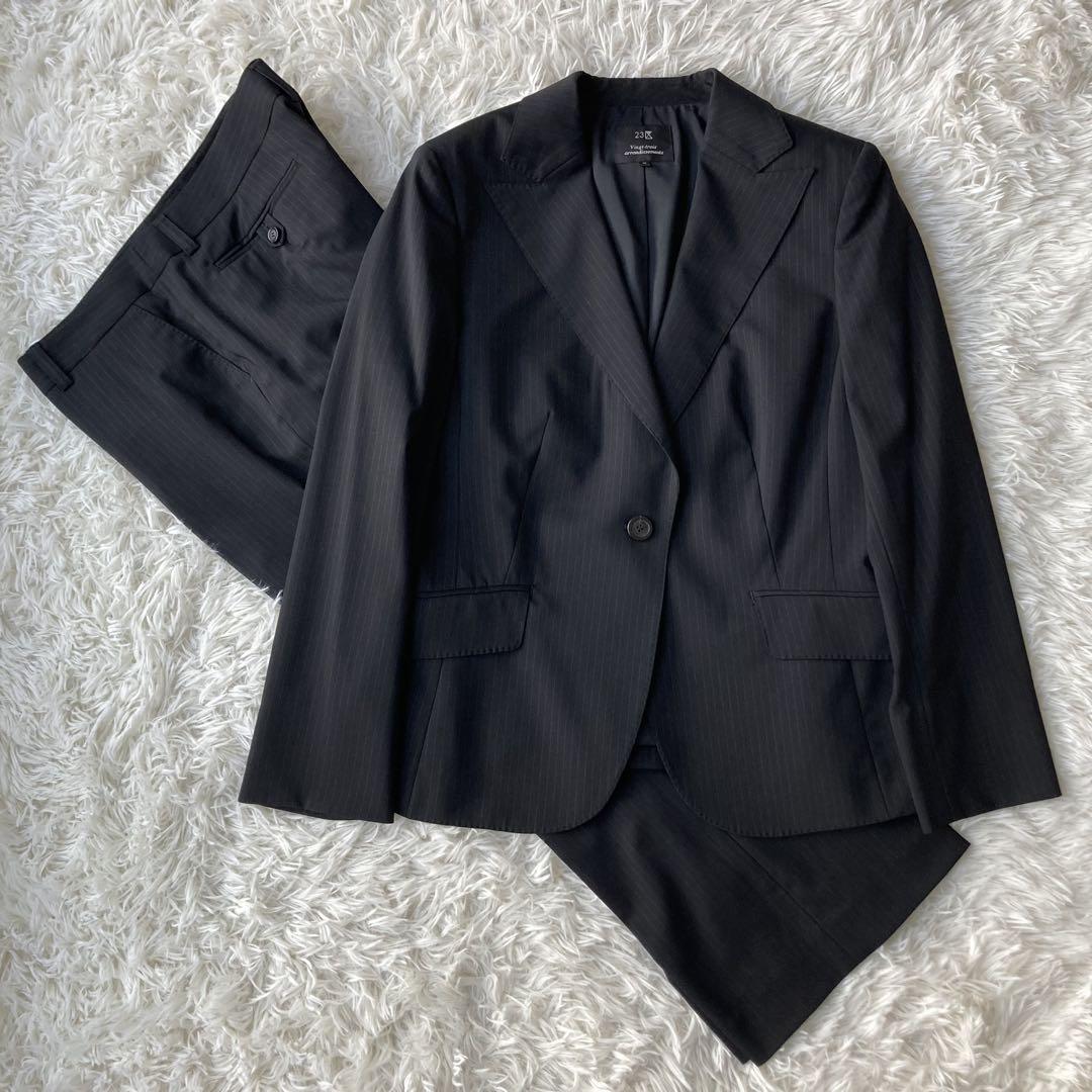激安スーパーの“売上対決” 特大】 23区 イタリア製生地 ストライプパンツスーツ 騒がしい Suit Formal Dress