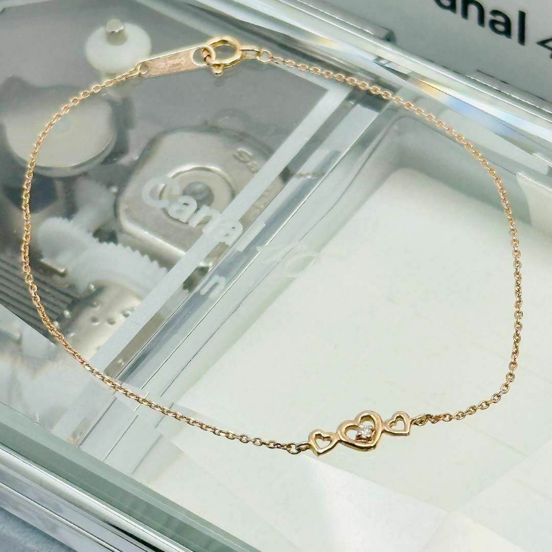 【超安い】 カナル4°C K18 オルゴール付 1Pダイヤ ブレスレット ピンクゴールド アクセサリー