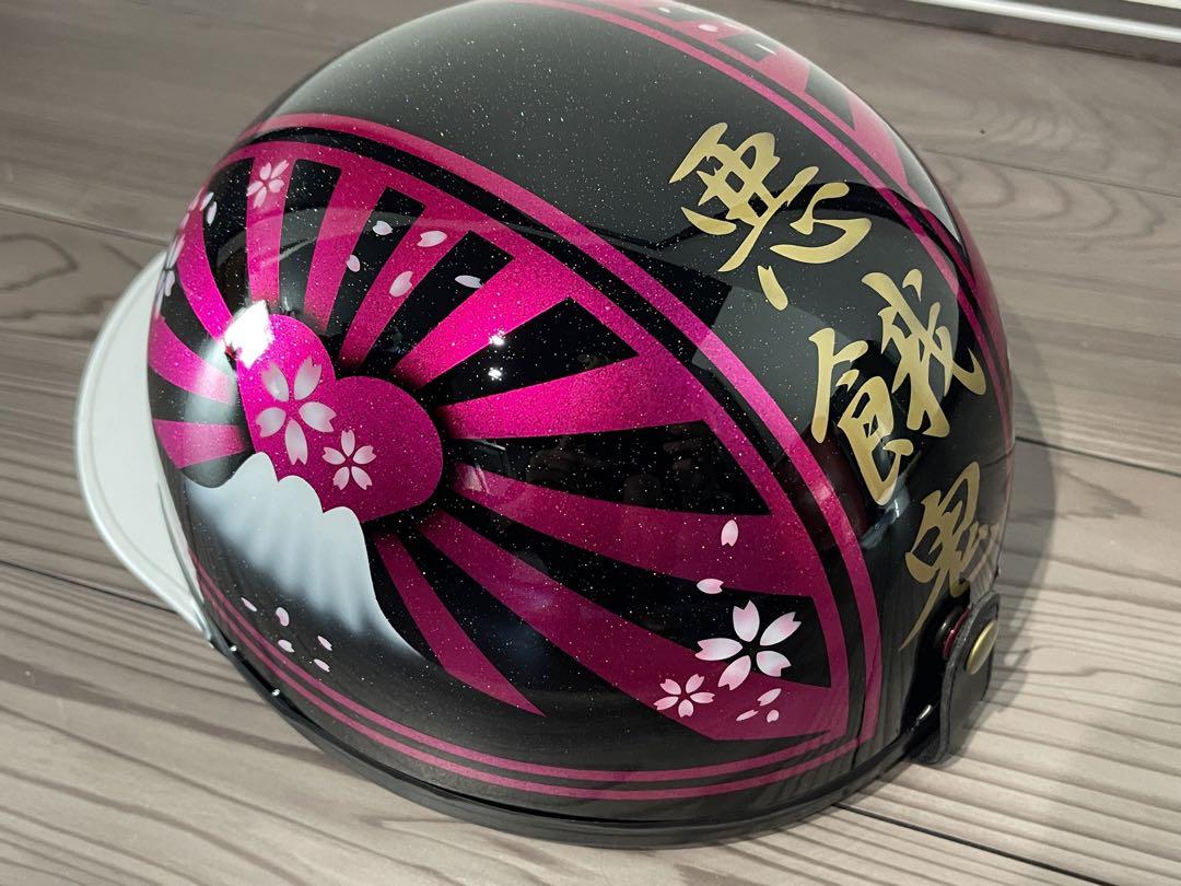 ラメ ハート 富士日章 コルク半 ヘルメット Rady 旭風防 XJR400
